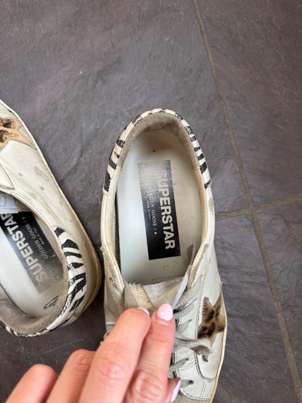 Golden Goose White and Leopard Accent Super-Star Sneaker - Picture 3 of 10